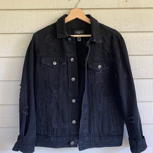 Black Distressed Denim Jacket